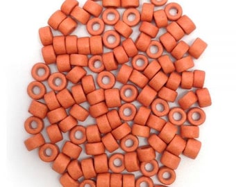 Ceramic cylinders, vermilion, 6 mm, 100 pieces, ceramic beads, ceramic beads, greek ceramic beads, 6 mm tubes, tube beads, cinnaber