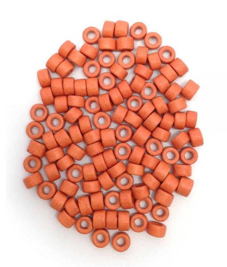 Ceramic cylinders, vermilion, 6 mm, 100 pieces, ceramic beads, ceramic beads, greek ceramic beads, 6 mm tubes, tube beads, cinnaber image 1