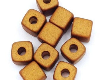 ceramic cubes brown metallic 7 mm 10 pieces ceramic beads cubes cube beads greek beads mykonos ceramic beads