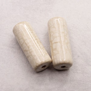 Ceramic Tubes 35mm White Gray Enamel Antique Pack of 2 Roll of Glossy Ceramic Beads image 3