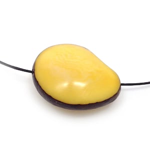 Tagua nut yellow flattened on both sides 42 mm large Tagua pendant irregular large natural pearl oval statement pendant natural beads image 1