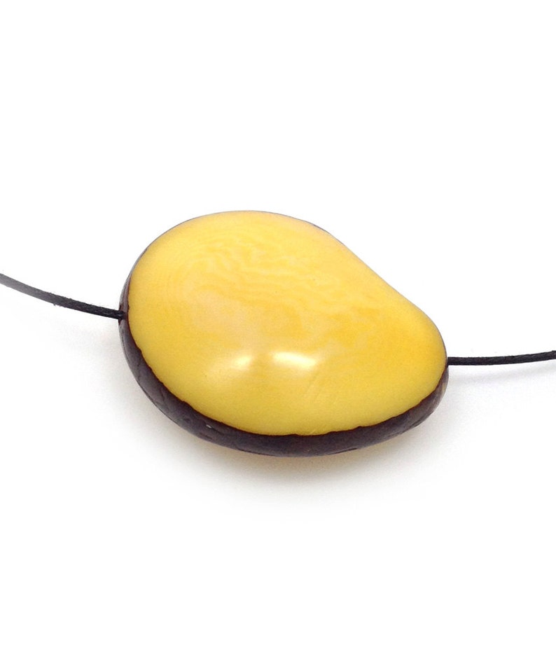 Tagua nut yellow flattened on both sides 42 mm large Tagua pendant irregular large natural pearl oval statement pendant natural beads image 1