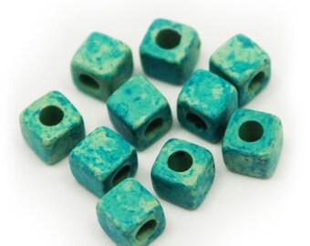 cube beads ceramic dice ceramic cube 5 mm light blue turquoise 10 pieces ceramic beads blue beads 5 mm beads ceramic cubes turquoise beads