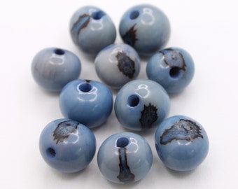 acai beads Azai beads light blue 8 mm 10 pieces, seed beads, blue acai, acai seeds, seed beads, natural beads