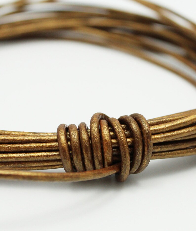 Cordón de cuero 2 mm dorado marrón metálico 2 m cuero redondo Etsy España