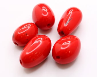 Visola natural beads red 17 mm 5 pieces long seed beads for bracelets