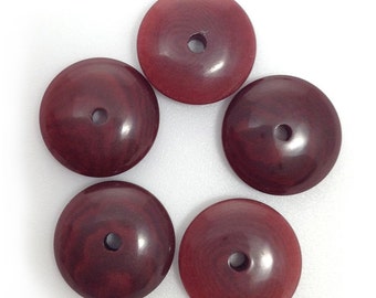 Tagua lentils wine red 12 mm 5 pieces tagua beads discs red washers natural beads washer beads