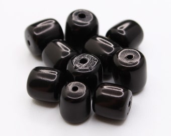 Tagua cylinder black 8 mm 10 pieces short Tagua tube spacer tube beads natural black cylinder beads round drum beads