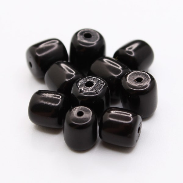 Tagua cylinder black 8 mm 10 pieces short Tagua tube spacer tube beads natural black cylinder beads round drum beads