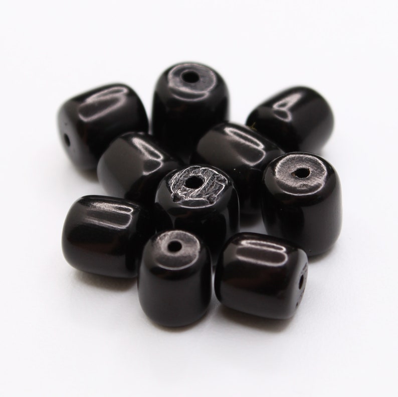 Tagua cylinder black 8 mm 10 pieces short Tagua tube spacer tube beads natural black cylinder beads round drum beads image 1