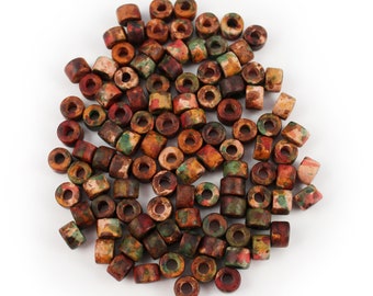 Ceramic cylinder brown speckled 6mm 100pcs ceramic beads greek beads mykonos tubes brown ceramic tubes beads small