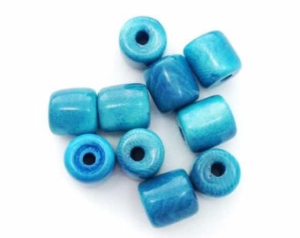 Tagua cylinder turquoise 8 mm 10 pieces blue beads Tagua tube spacer tubes beads natural brown cylinder beads round drum beads