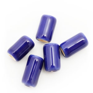 Ceramic tubes dark blue enamel 10 mm pack of 5 ceramic beads ceramic beads long beads 10 mm beads blue beads greek beads bracelet beads image 3