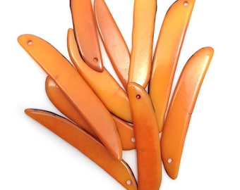 Tagua Wings Orange 25mm 10pcs Long Thin Beads 35mm Dangling Swinging Discs Pendants Square Irregular Parts for Earrings