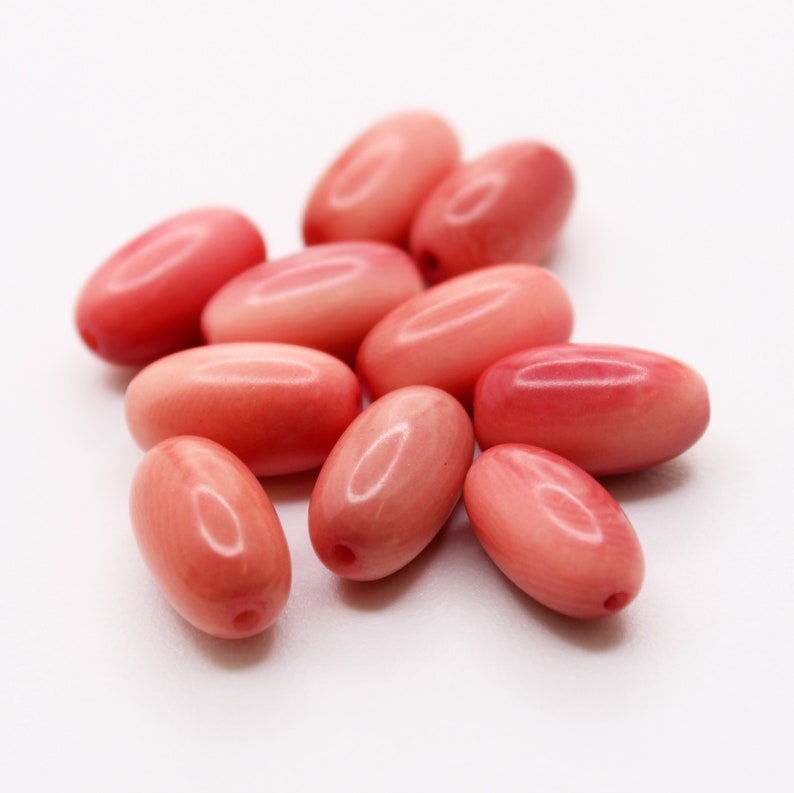 Tagua olives pink 9-11 mm 10 pcs tagua beads pink beads olive shaped beads natural beads 9 mm beads spacer beads Beads for bracelet image 2