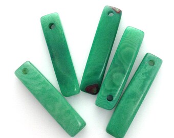 Tagua rectangles, aqua, 19-28 mm, 5 pieces, thin, tagua beads, tagua beads, square beads, pendants, tagua nut beads, tagua pendants, beads