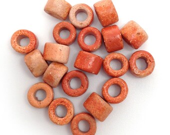 Ceramic cylinder terracotta spotted 6 mm 20 pieces round ceramic beads Greek brown spacers patterned spacers