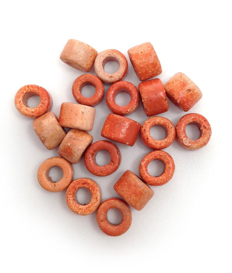 Ceramic cylinder terracotta spotted 6 mm 20 pieces round ceramic beads Greek brown spacers patterned spacers image 1