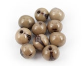 Azai Beads Light Gray 8 mm 10Pcs Round Acai Natural Seeds Beads