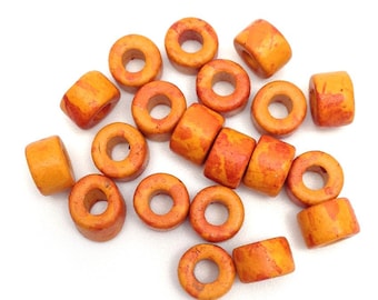 ceramic beads ceramic cylinder orange speckled 6 mm 20pcs stained beads greek beads mykonos orange ceramic beads tube beads ceramic beads ce