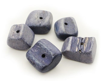 Bone beads blue 15 mm 5 pieces square beads bent in the middle holed bone beads chunky beads eco friendly beads square beads