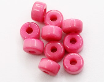 Tagua cylinder pink 6 mm 10 pieces mini tagua natural tube beads spacer