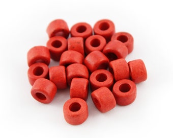 Ceramic cylinder red 6 mm 20 pieces round ceramic beads Greek red spacers patterned spacers small Greek tube beads