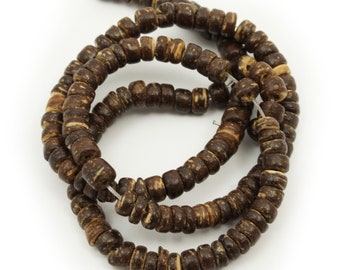 Coconut beads 5 mm natural brown Pukalit 1 strand coconut discs undyed natural beads round coco spacer beads washer coin beads