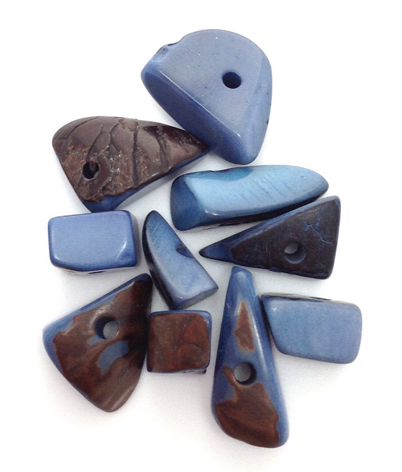 Tagua Perlen aqua 9mm 5 Stück runde 9mm Perlen