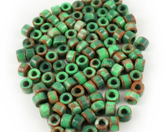 ceramic beads ceramic cylinder light green green spotted 6 mm 100 pieces ceramic beads