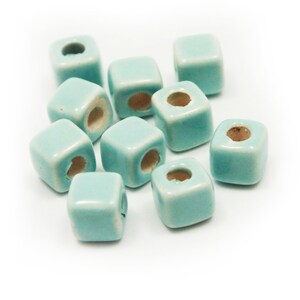 ceramic beads ceramic cubes 5 mm baby blue 10 piece enamel pottery pearl enamel beads beads greek beads 5 mm cubes enamel cubes image 1