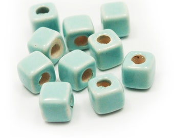 ceramic beads ceramic cubes 5 mm baby blue 10 piece enamel pottery pearl enamel beads beads greek beads 5 mm cubes enamel cubes
