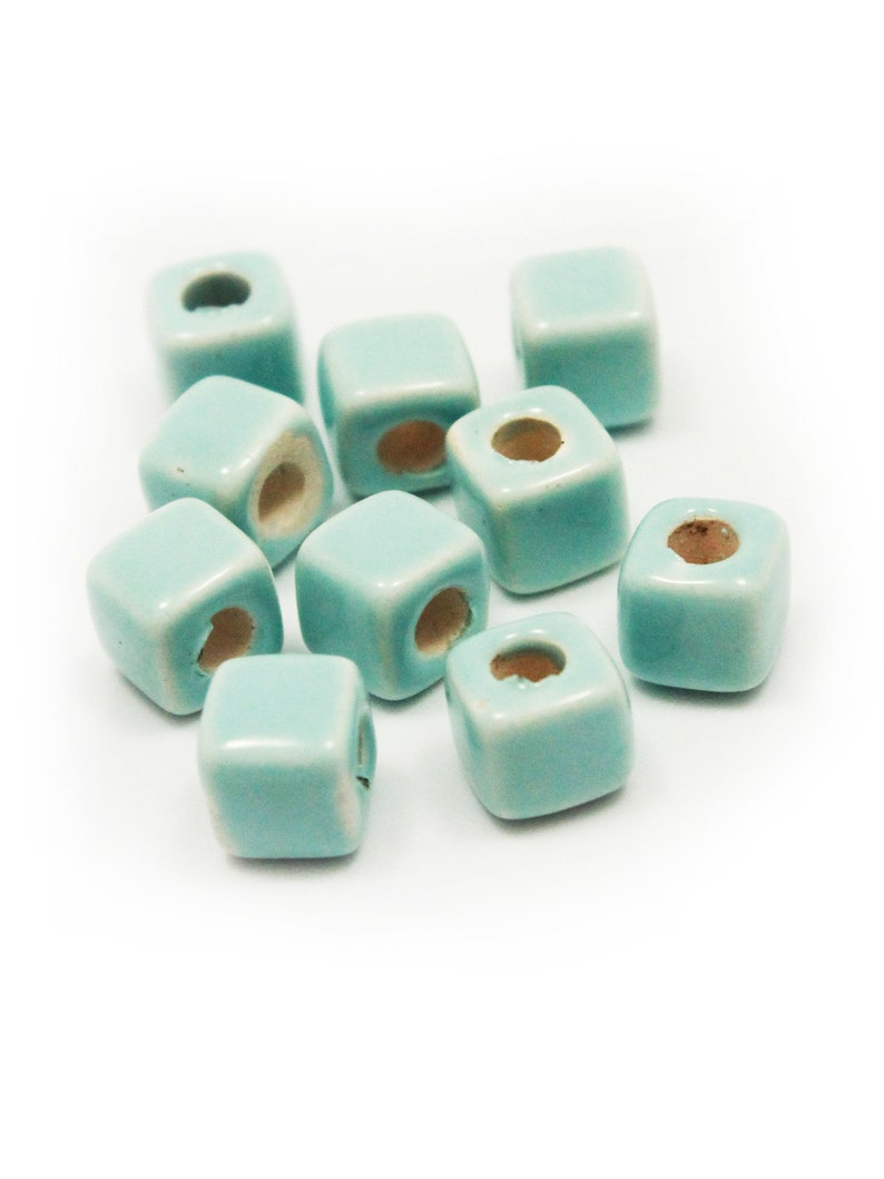 ceramic beads ceramic cubes 5 mm baby blue 10 piece enamel pottery pearl enamel beads beads greek beads 5 mm cubes enamel cubes image 1