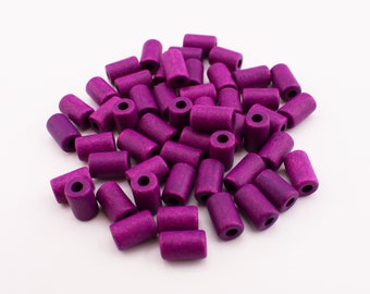 Purple Matte Ceramic Tube Beads – Long Ceramic Tubes 10 mm, Vintage Style Spacer Beads, Set of 50