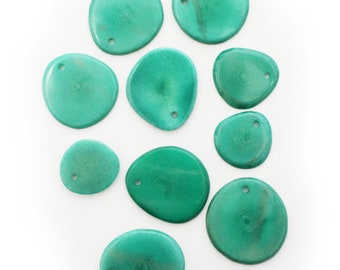 Tagua Mini Scheiben aqua 20-30mm 10 Stück Scheibenperlen tagua beads tagua slices dünne Scheiben natural beads 20mm beads 30mm slices