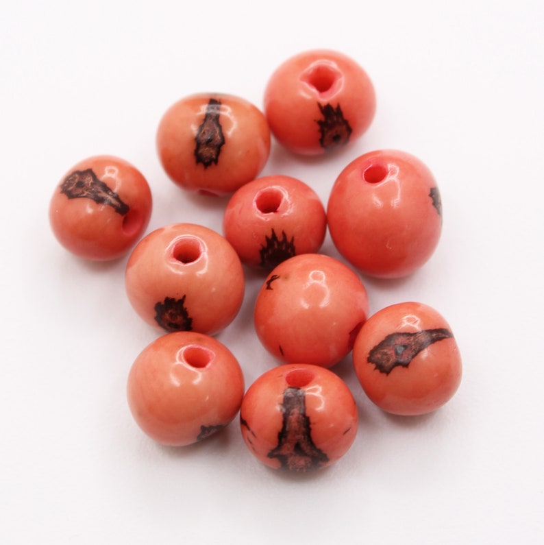 acai beads azai beads salmon pink 8mm 10pcs seed beads round small beads azai seeds 8mm seed beads round natural beads salmon acai seeds image 2