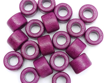 Purple Ceramic Cylinder Beads – Matte Ceramic Tube Beads 6 mm, Large Hole Spacer Beads, Set of 20