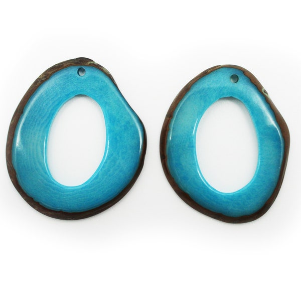 Tagua Scheiben ringe türkis 35-45mm 2 Stück Anhänger für Ohrringe tagua pendant turquoise oval pendant