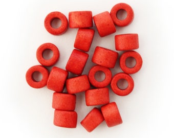 Ceramic cylinder medium red 6 mm 20 pieces ceramic beads tubes Spacer ceramic beads tube beads 6 mm beads red beads greek beads mykonos bead