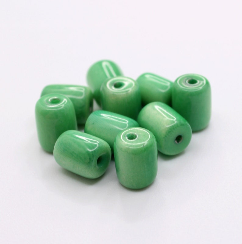 Tagua cylinder aqua 8 mm 10 pieces tagua beads natural beads 8 mm beads tube beads image 1