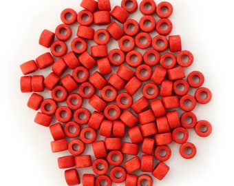 ceramic beads ceramic cylinder medium red 6 mm 100 pieces ceramic beads tube beads 6 mm beads red beads greek beads mykonos spacer beads