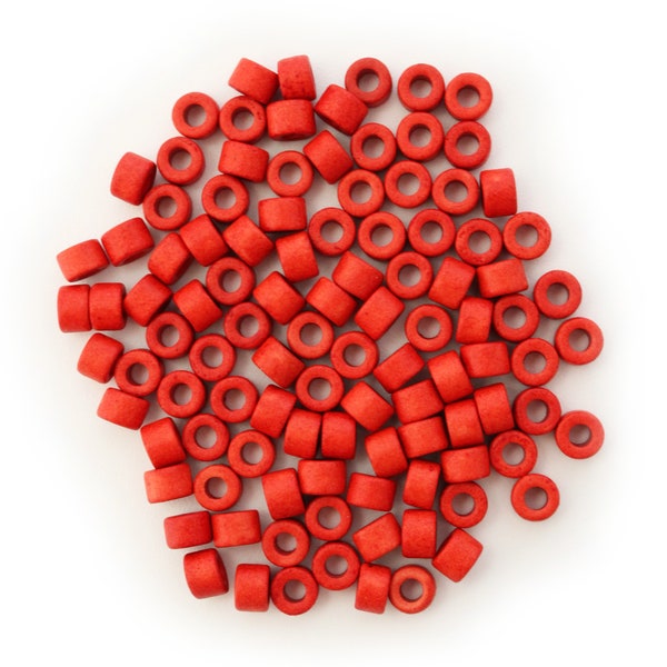 Keramik Zylinder mittelrot 6mm 100 Stück Keramikperlen Tuben tube beads 6mm beads red beads greek beads mykonos spacer beads