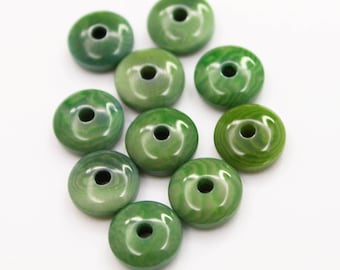 Tagua lentils green 8 mm 10 pieces tagua beads