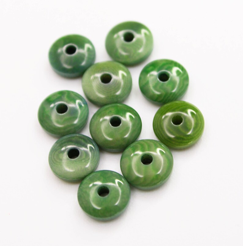 Tagua lenses green 8 mm 10 pieces Tagua nut beads washers thin spacer discs image 1