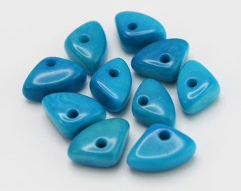 Tagua triangles turquoise 10 pieces 8 mm irregular tagua beads triangular natural beads small turquoise spacer beads blue washers