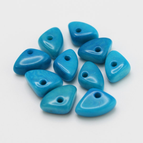 Tagua triangles turquoise 10 pièces 8 mm perles tagua irrégulières perles naturelles triangulaires petites perles intercalaires turquoise rondelles bleues