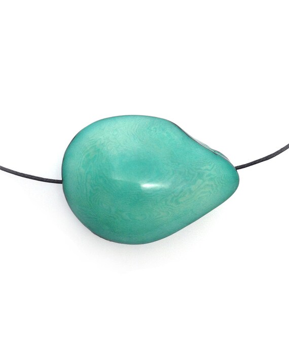 1 Tagua nuez Aqua dos caras aplanada 42mm 1 unidades Tagua Nut