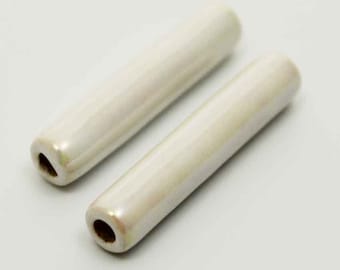 ceramic tubes ceramic tubes white glossy enamel 30 mm 2 pieces ceramic beads white enamel tubes long greek beads ceramic beads tube beads