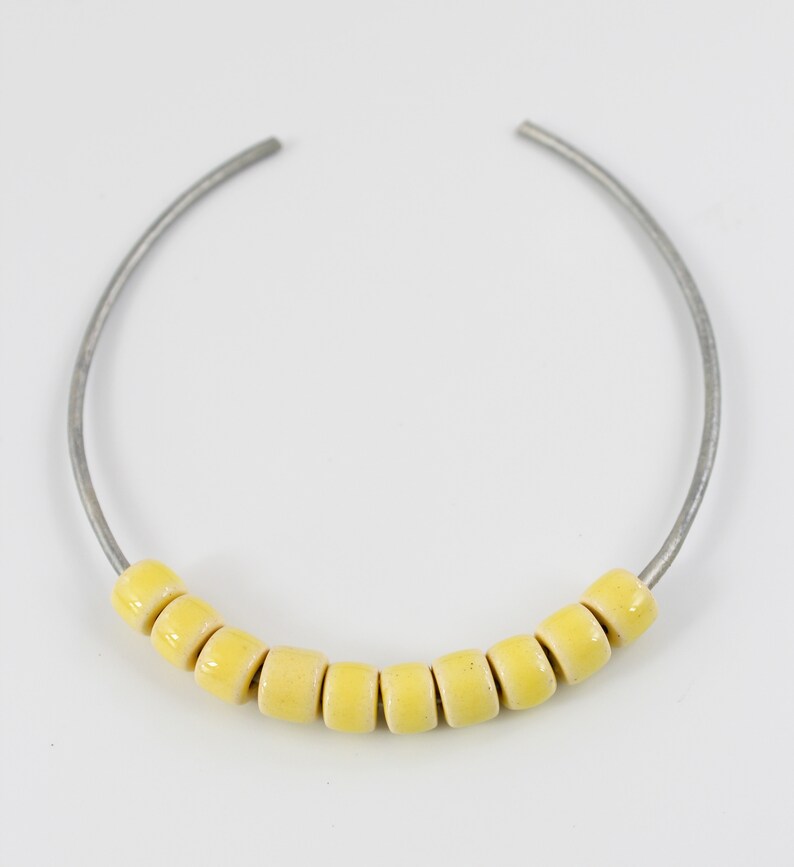 Ceramic cylinder yellow enamel 8 mm 10 pieces shiny ceramic beads ceramic beads image 2