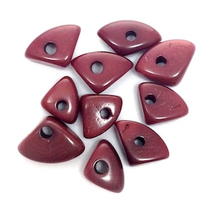 Tagua triangles, reddish brown, 10 pieces, 8 mm, tagua beads, tagua beads, small tagua beads, red spacer beads, tagua nut pieces, natural beads